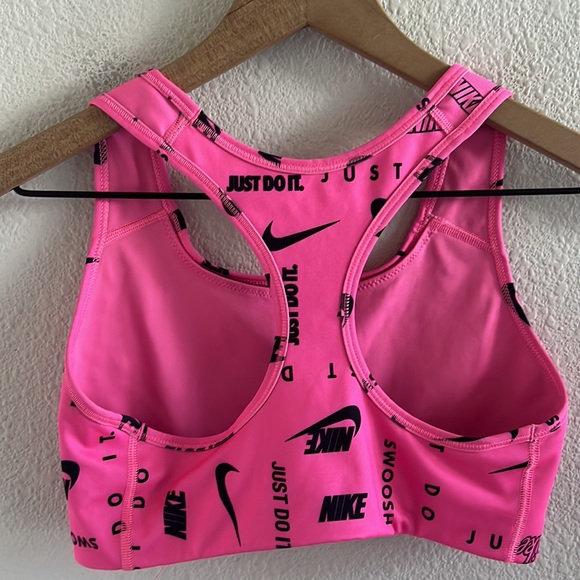 Nike Logo Just Do It Spellout Pink Pull On Sports Bra Unlined Medium - Picture 2 of 4